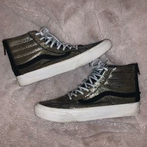 Vans Sk8-Hi, Black and Metallic, size 8.5